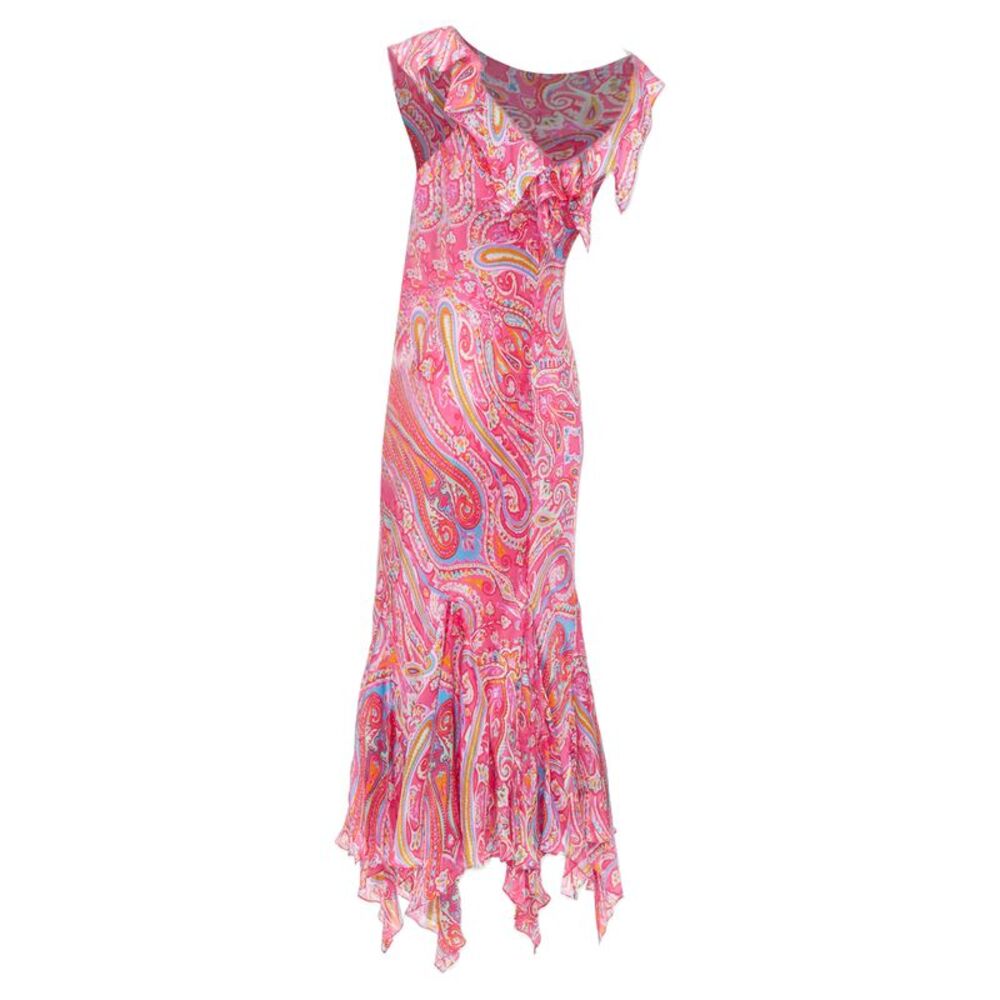RALPH LAUREN Black Label Vintage pink watercolour paisley midi dress US8 M - Picture 6 of 6